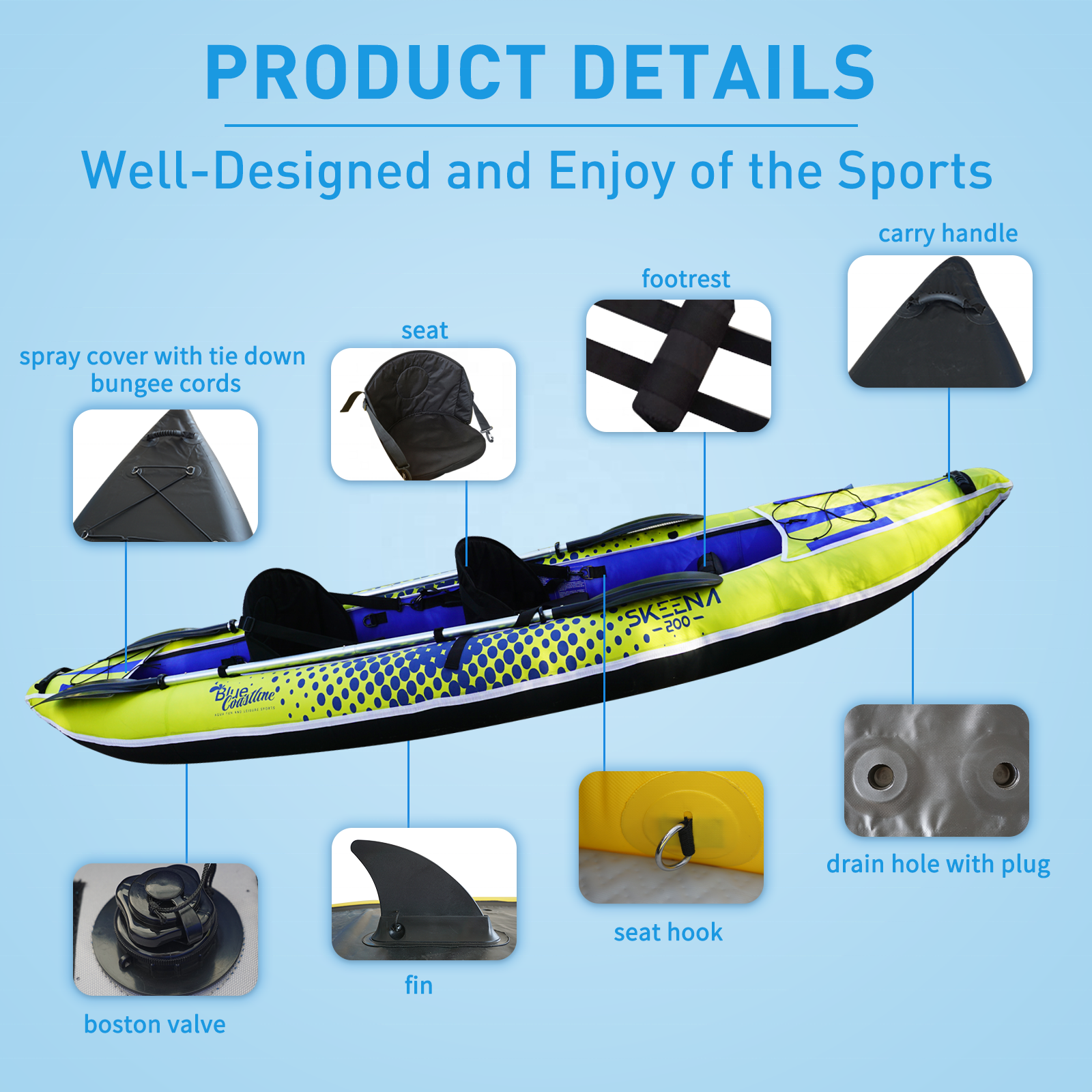 Adult Inflatable Fishing Canoe - Fishing Kayak Seat review and price